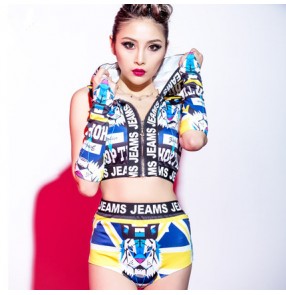 Tiger Printed fashion sexy women's ladies girls hip hop jazz pole dance singer stage club performance costumes outfits